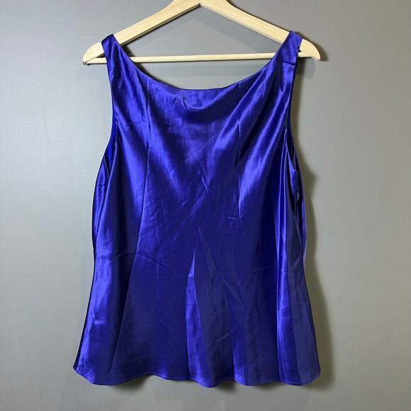 Lafayette 148 Silk Blue Tank Sleeveless Blouse Size 16 - Picture 2 of 6